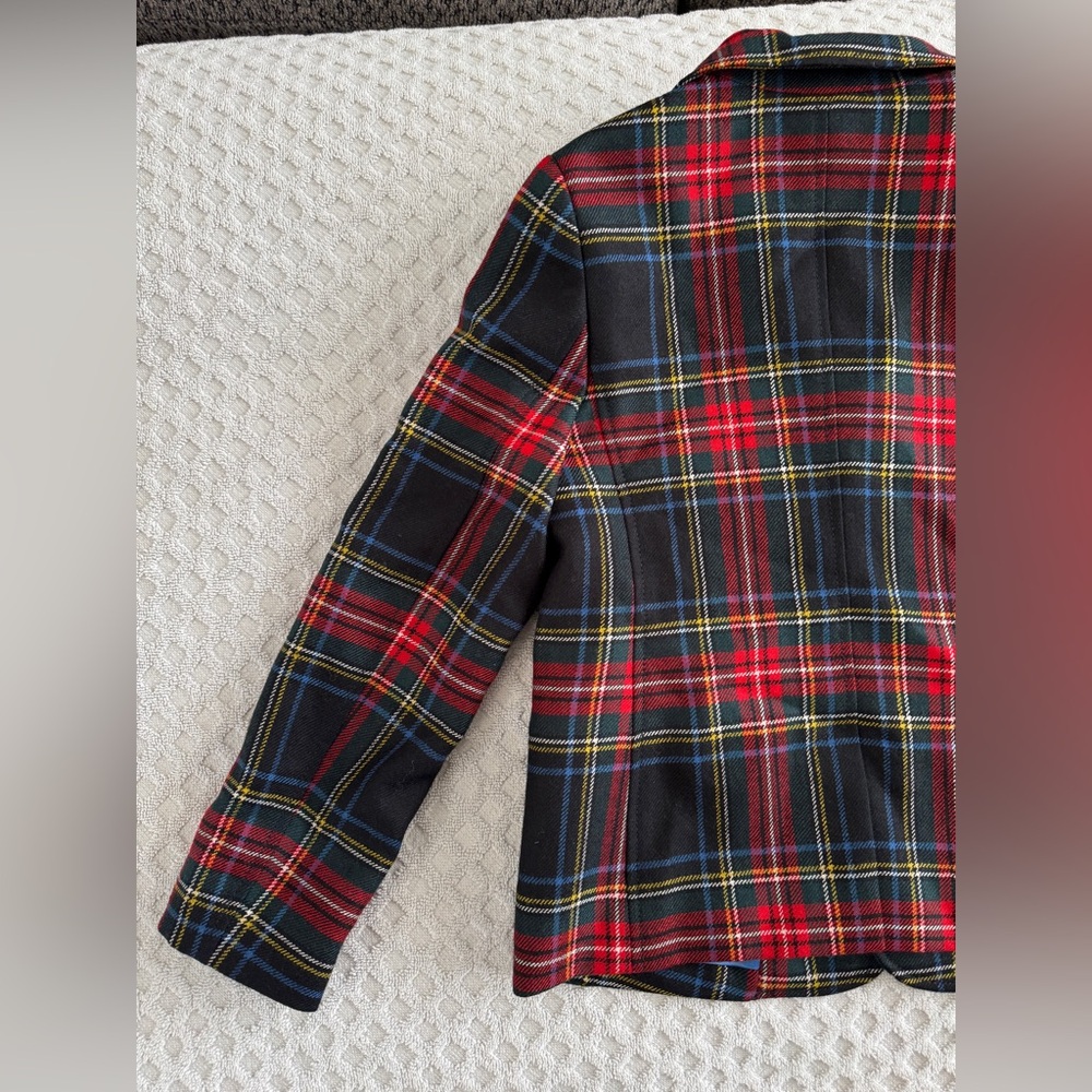 GUCCI Kids Elementary Tartan Blazer Jacket Size 6 Red Black Green Yellow Plaid - Picture 7 of 15